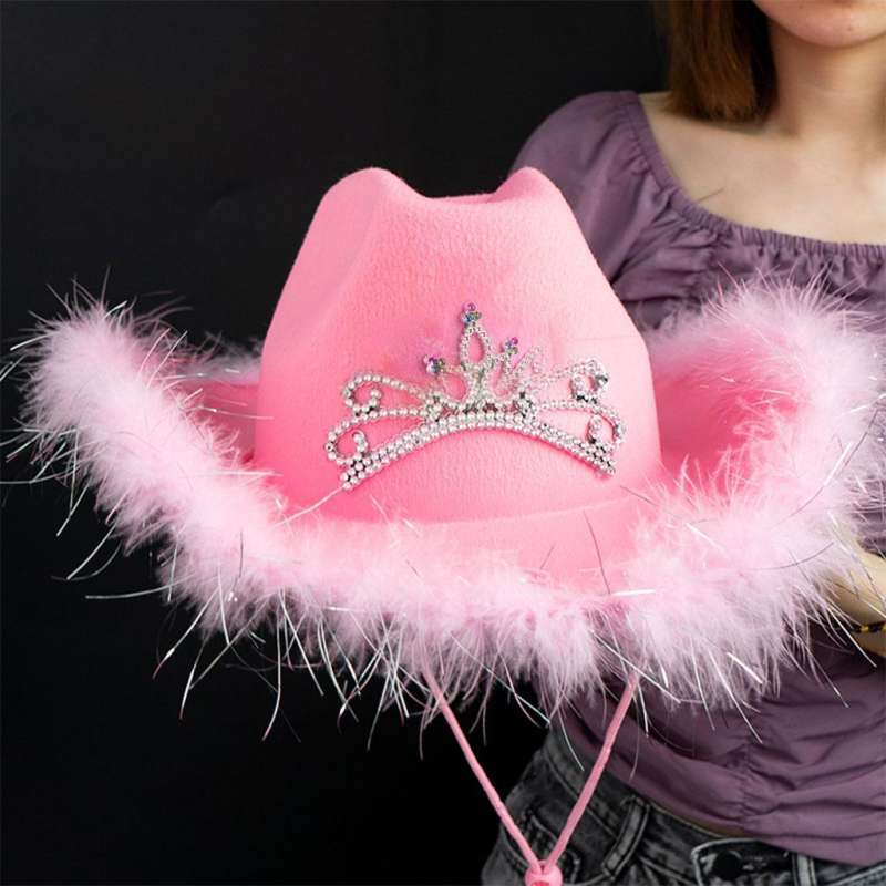 2Pcs Cowgirl Hat Wild West Cowboy Hats 