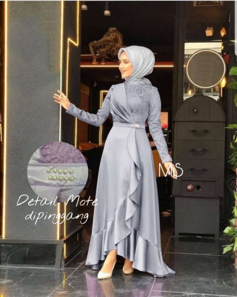 Jual Maxi Dress Gaun Pesta Muslimah Baju Kondangan Wanita Mx Velvet Brukat Xl Abu abu Di Seller Victoria Grosir Kalideres Kota Jakarta Barat Blibli