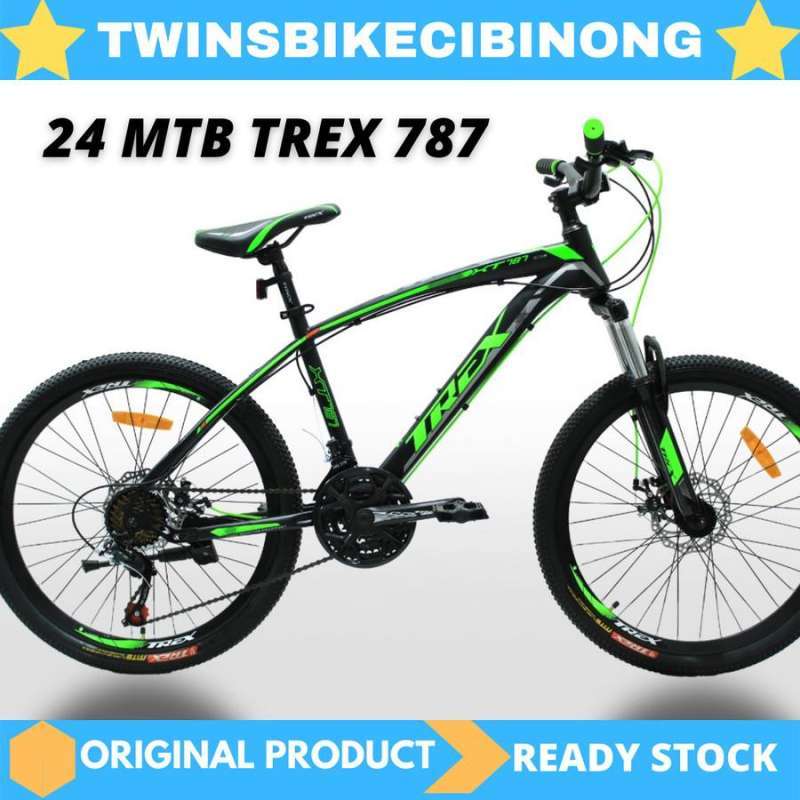 Jual Sepeda Mtb 24 Trex 787 New Discbrake 7speed Black Green Di Seller Twinsbikecibinong Pabuaran Kab. Bogor Blibli