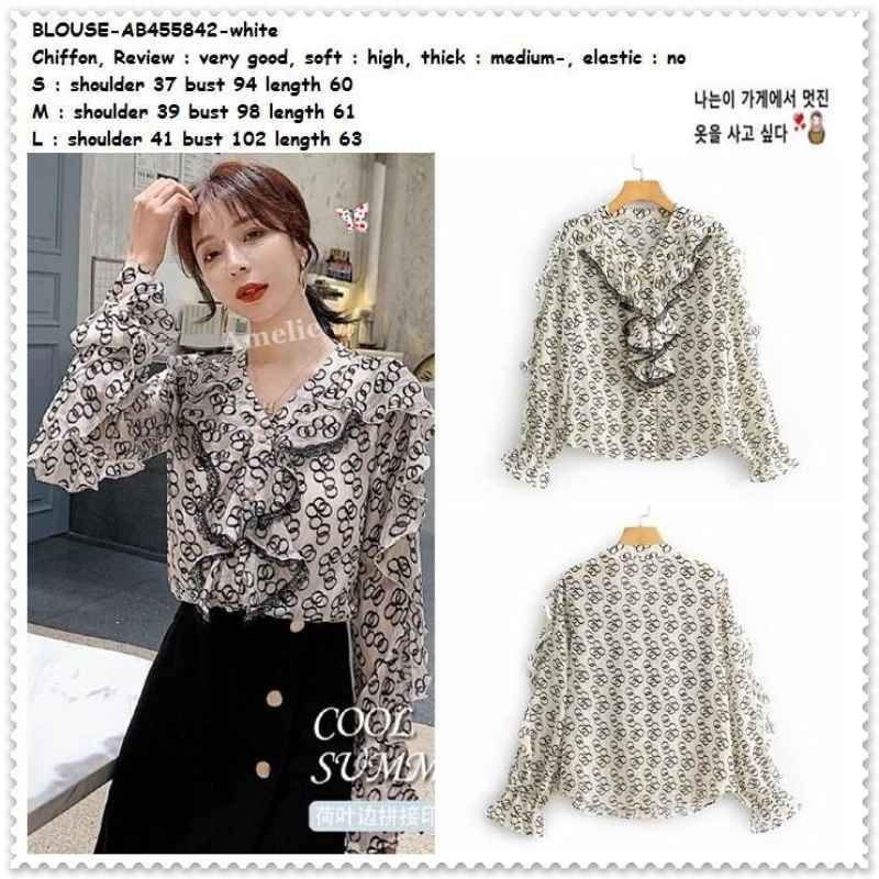 Jual Ab455842 Baju Atasan Kemeja Panjang Ruffle Blouse Wanita Korea Import Di Seller Amelie Butik Wijaya Kusuma Kota Jakarta Barat Blibli