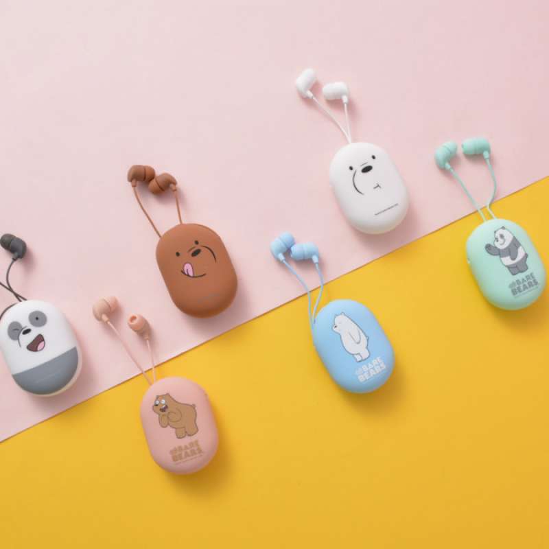MINISO We Bare Bears Headset Earphone Headphone Mic Tempat Penyimpanan  Putih BEST SELLER - Main Image