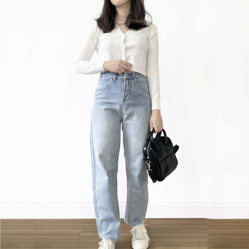 Jual T85 18TOWN Retro Jeans Celana Jeans Panjang Model Retro High