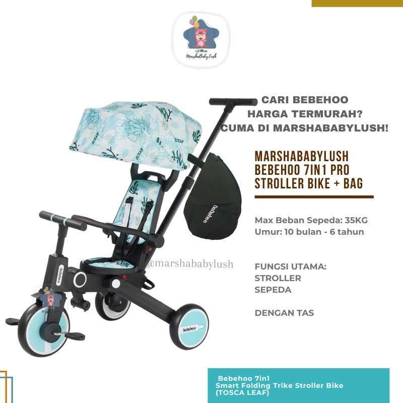 Jual Bebehoo Gen 7in1 Pro Smart Folding Trike Stroller Lipat