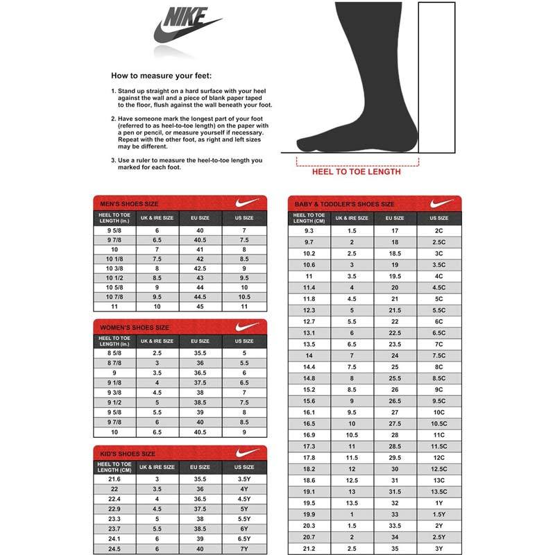 Nike court vision low size chart clearance