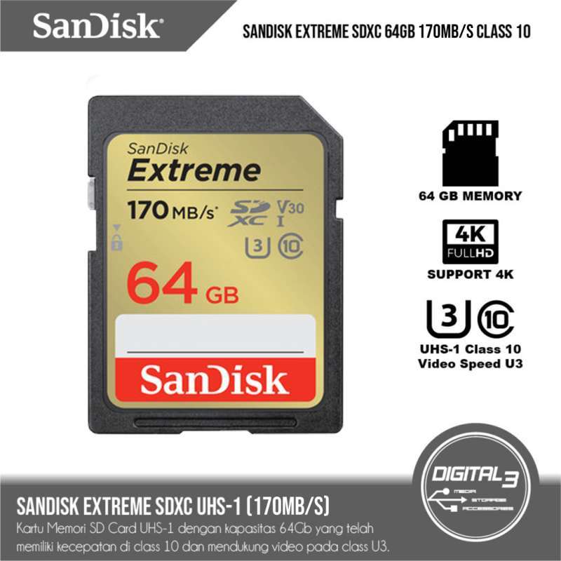 Camera Sandisk 64g Sd Card Sandisk Extreme SDXC 64GB 170MB/s Class