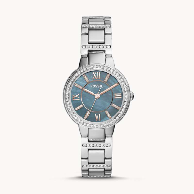 Fossil Virginia Three-hand Blue Green Mother of Pearl Dial Original Jam  Tangan Wanita