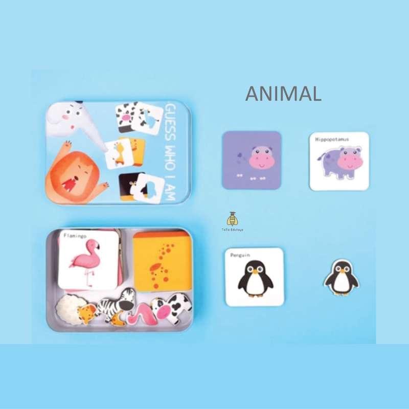 mainan edukasi guess who i am animal cognitive puzzle