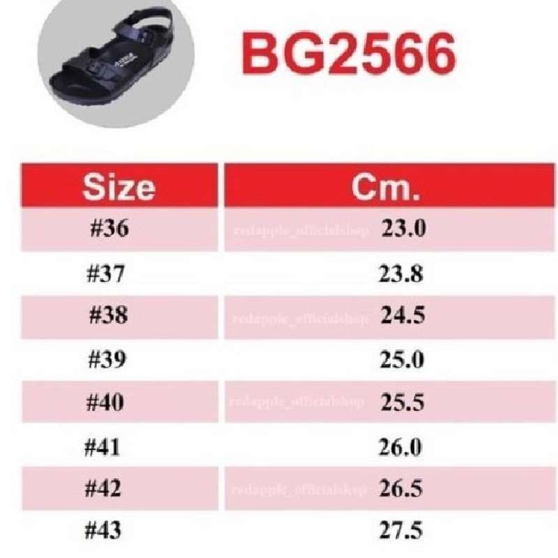 Red apple sales sandals size chart
