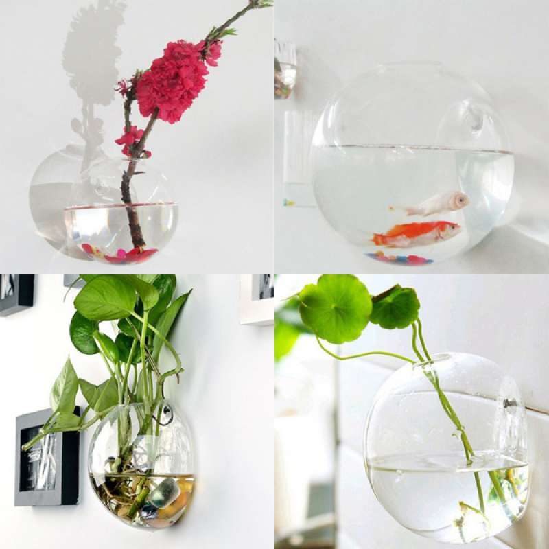 Jual Oem Glass Flower Pot Wall Hanging Planter Decor 2 Pcs