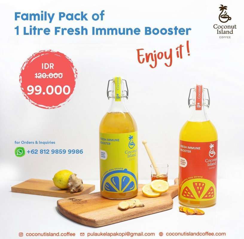 Jual Coconut Island Coffee Promo Family Pack Of 1 Litre Lemon Honey Ginger Fresh Immune Booster Coconut Island Coffee Online September 2020 Blibli Com