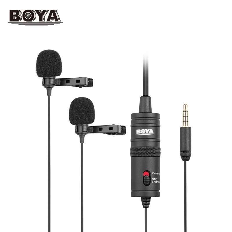 iudy boya by m1dm dual omni directional lavalier microphone lapel clip on condenser microphone for canon nikon sony dslr camera camco