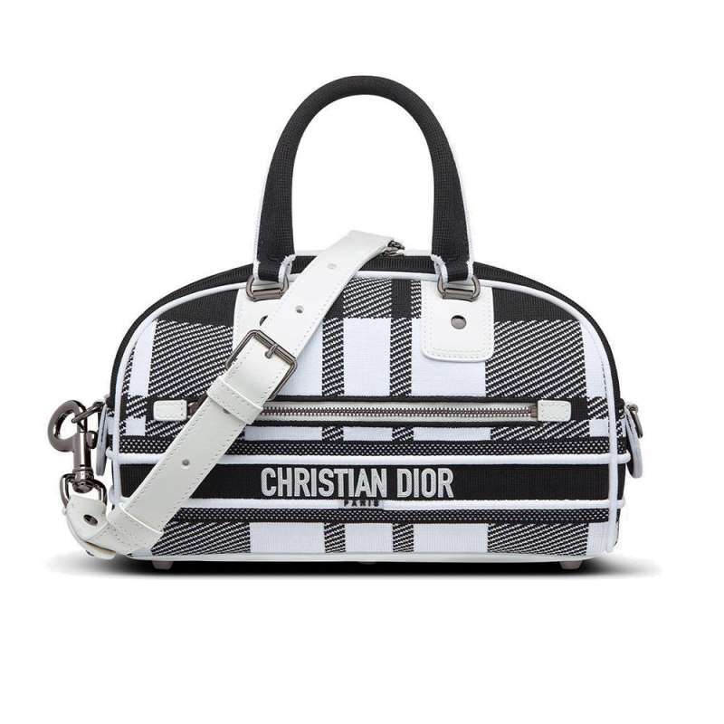 Jual Christian Dior Small D Vibe Bowling Bag Black White di Seller