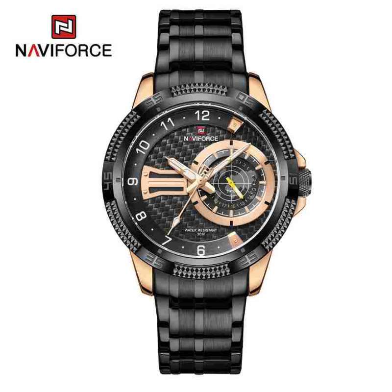 Promo Jam Tangan Pria Naviforce 9206 Original Rantai Chrono Aktif