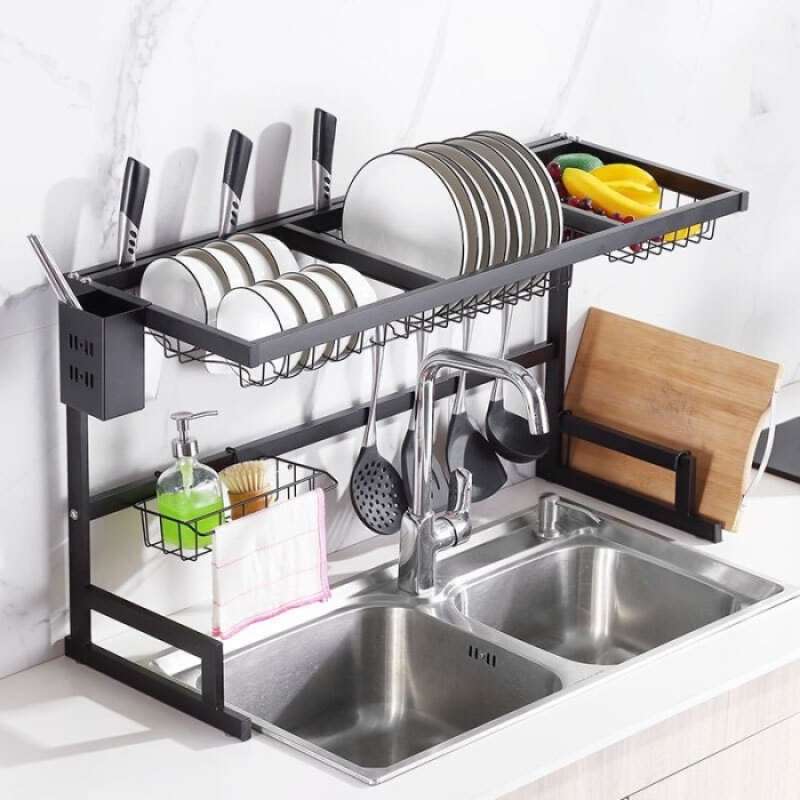 Jual Rak Dapur Stainless Steel Hitam Rak Wastafel Rak Piring Dan Peralat 85 Cm Terbaru Juni 2021 Blibli