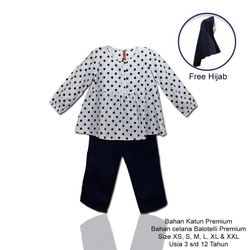 Jual Ulikids Tunik Dan Celana Anak Motif Polkadot Bahan Katun Premium Free Jilbab Online November 2020 Blibli Com