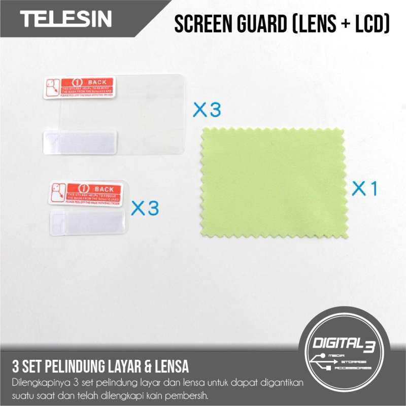 Jual Telesin Gopro Hero 5 6 7 Black Lens Lcd Screen Guard Protector 3 Set Online November 2020 Blibli Com