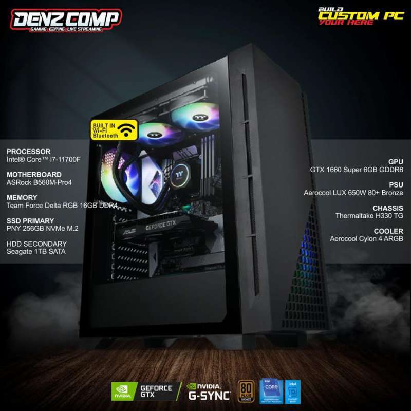 Jual Denz Gaming Pc Intel I7 11700f Gtx1660super RAM 16gb 256gb