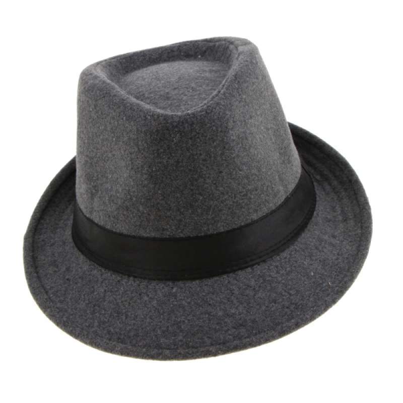 Jual Men's Felt Hat Narrow Brim Ribbon 