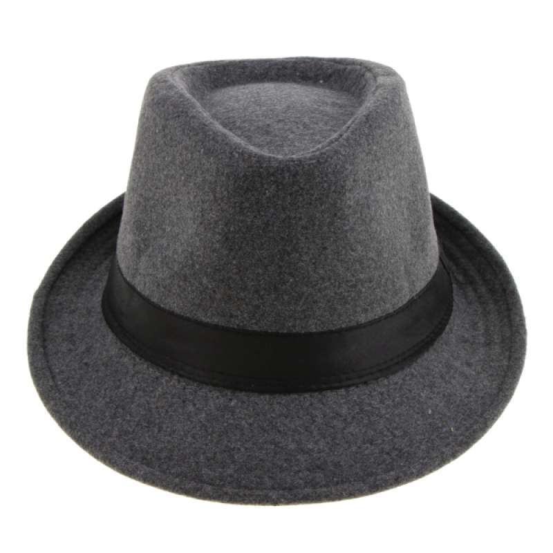Jual Men's Felt Hat Narrow Brim Ribbon 