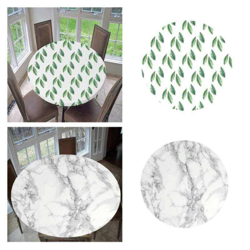 Jual 2 Pack Table Cloth Large Round Elastic Edge Fitted Waterproof Table Cover 59 Inches Diameter Marble Pattern And Vintage Flower Pattern Online November 2020 Blibli Com