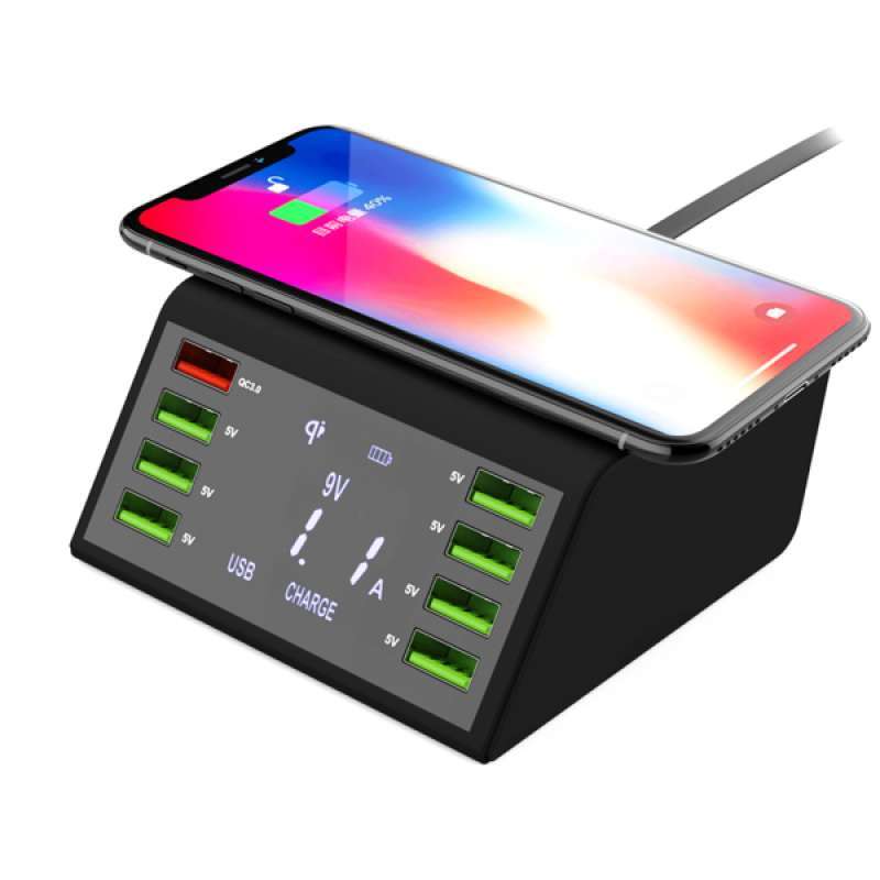10w wireless fast charger 8 usb port led docking station for iphone android