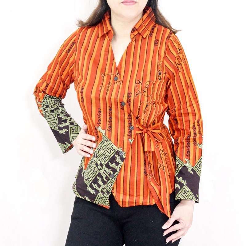 Jual Lg9 Baju Blus Batik Wanita Muslimah Hijaber Lengan Panjang Atasan Kantoran Bahan Katun Strecth Online April 2021 Blibli