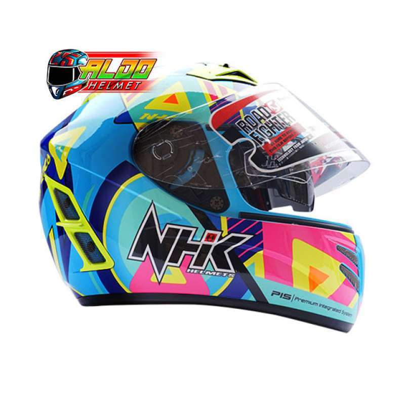 Promo Helm Nhk Terminator Motif Pigment Blue Fluo Full Face Jual