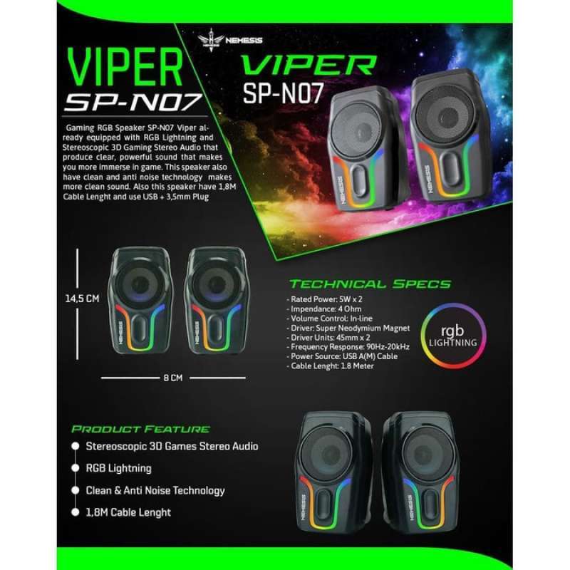 Jual Nyk Sp N07 Viper Rgb Spn07 Sp N07 Gaming Speaker Online Februari 2021 Blibli