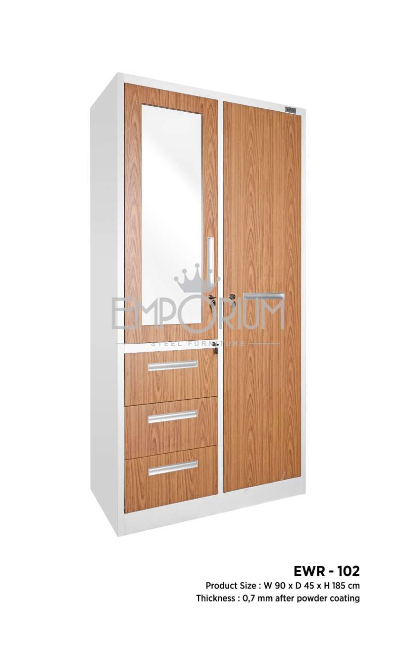 emporium ewr - 102 besi lemari pakaian - white light wood