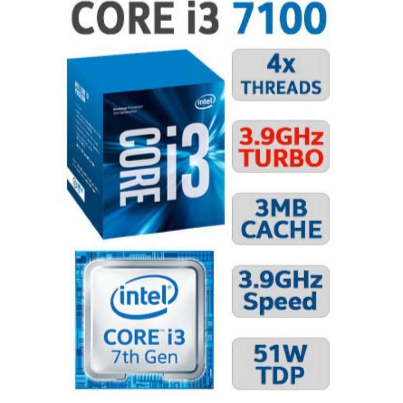 Jual Processor Intel Core I3 7100 3 90 Ghz Lga 1151 3 Mb 14 Nm Box 2 Core Kabylake Online Oktober 2020 Blibli Com