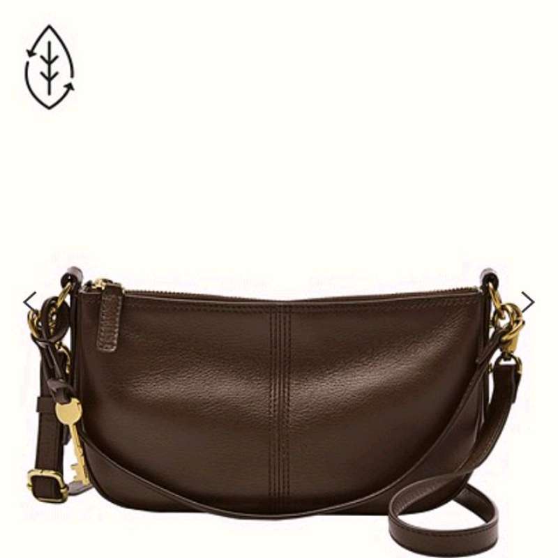 Jual Tas Fossil Jolie Baguette Espresso Dark Brown Leather Bag