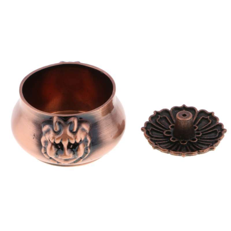 Lion Design Antique Copper Incense Ash Catcher Base Stick Holder Burner Stand 