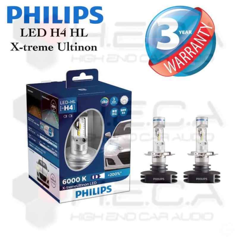 lampu mobil led philips h4 6000k hi lo bright white xtreme ultinon