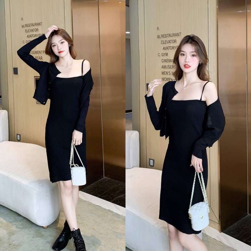 Jual LOOWEAR SETELAN RAJUT IMPORT PREMIUM DRESS DENGAN CARDIGAN