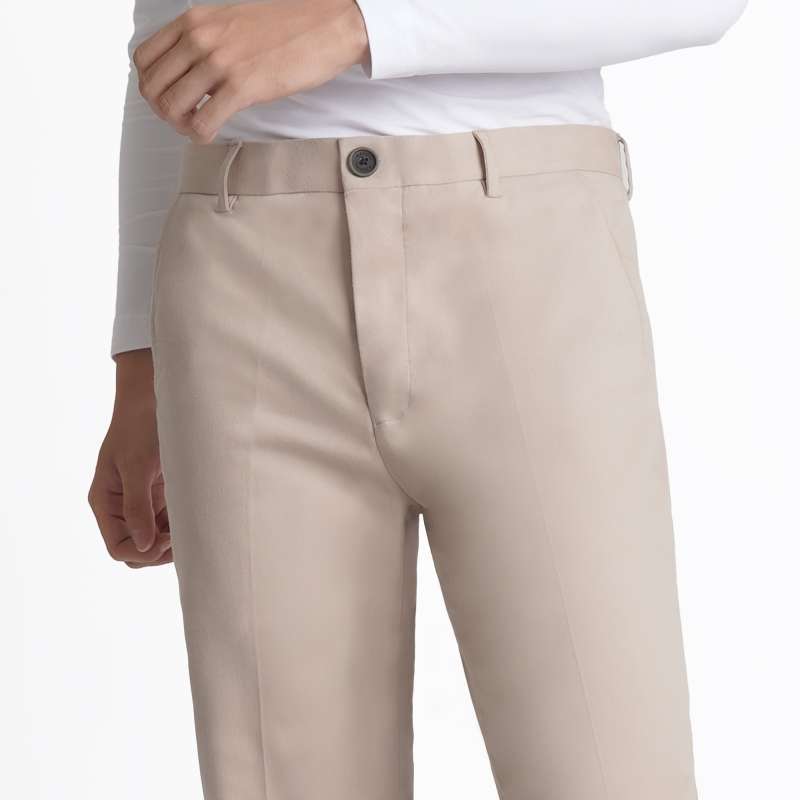 Promo Kasual Celana Chino Ankle Pants Slim Fit Cream Khaki Pria