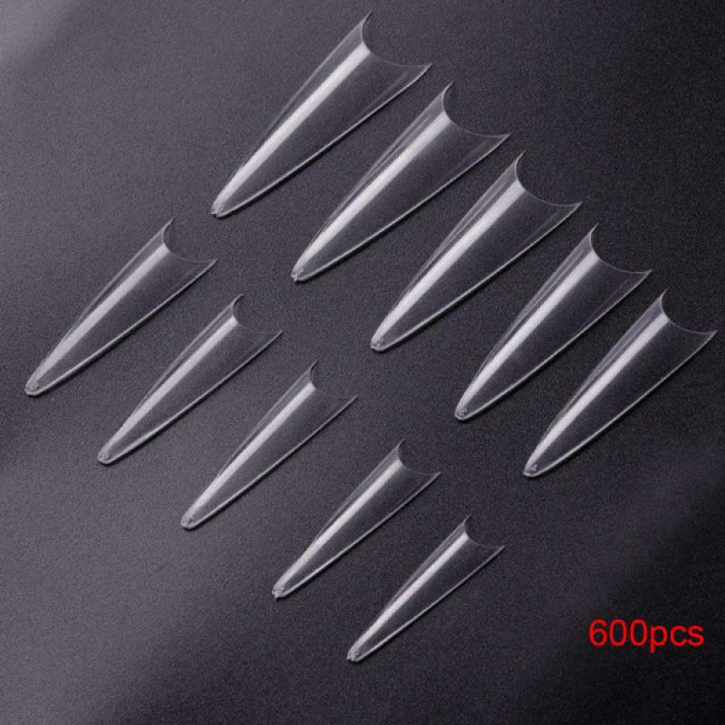 Jual 600pc Extra Long Stiletto Nail Tips Half Cover False Fake Acrylic Nail Art Terbaru Juni 2021 Blibli