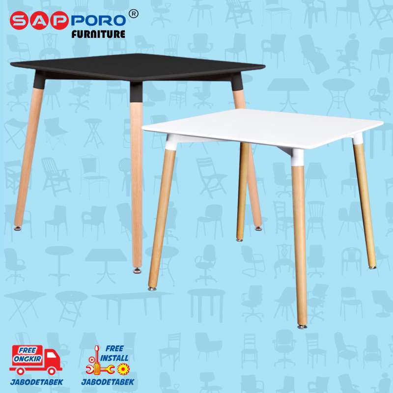 Jual Eames Table Meja Makan Persegi Meja Cafe Sapporo Comara White Online November 2020 Blibli Com