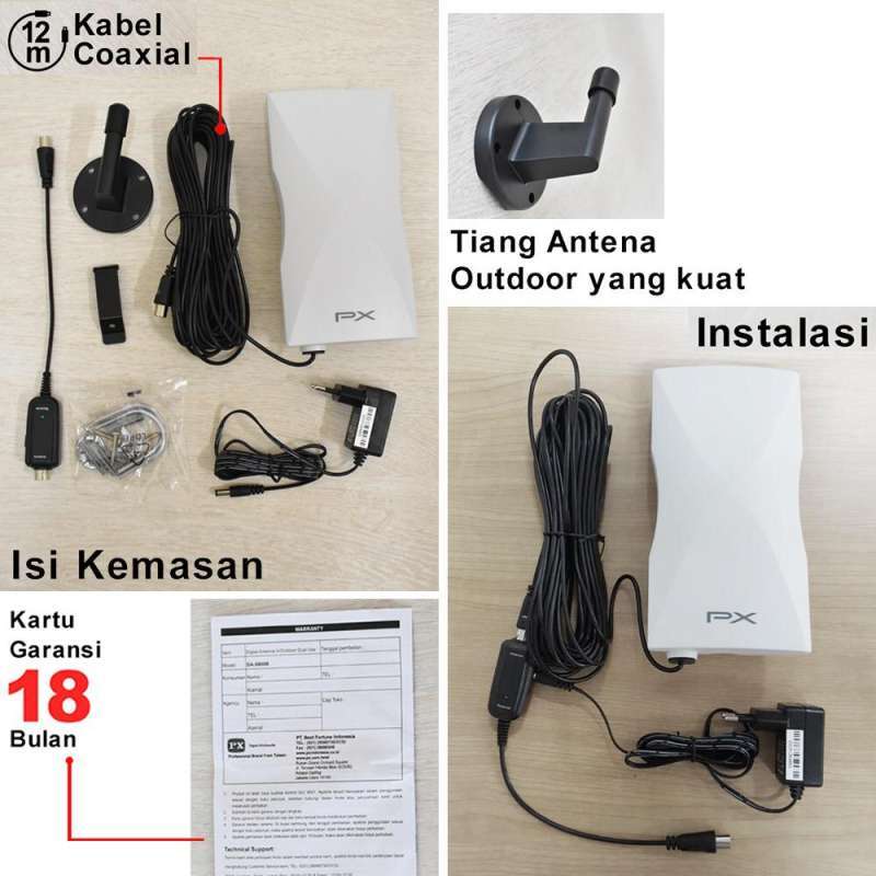 Jual Antena Tv Digital Analog Px Da 5900 Kabel 12m Booster Indoor Outdoor Garansi Resmi Online Desember 2020 Blibli