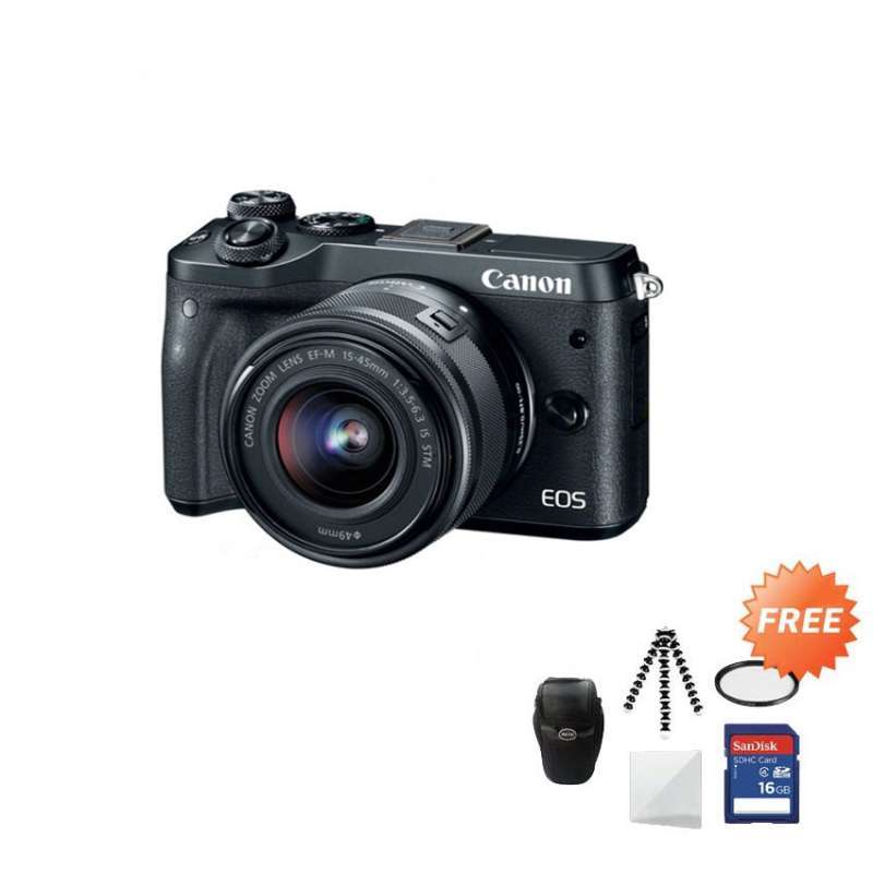 clever tech canon eos m6 kit 15 45mm kamera mirrorless free screenguard sdhc 16gb mini tripod gorillapod filter tas universal