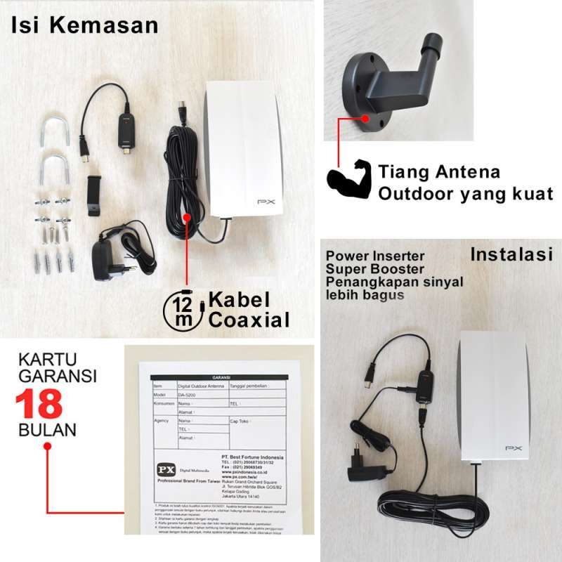 Jual Antena Tv Digital Analog Px Da 5200 Kabel 12m Antena Televisi Digital Antenna Tv Outdoor Indoor Online Desember 2020 Blibli