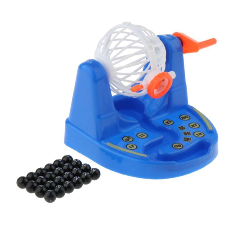 Family Party Classic Bingo Game Funny Lottery Mini Machine 24 Balls Blue 