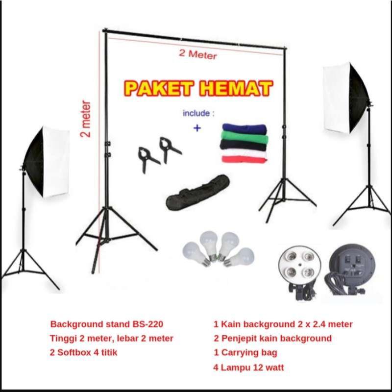 Jual Softbox Studio Foto Paket Komplit 4 Titik Stand 2 X 2m Kain 2x2 4m Online November 2020 Blibli Com