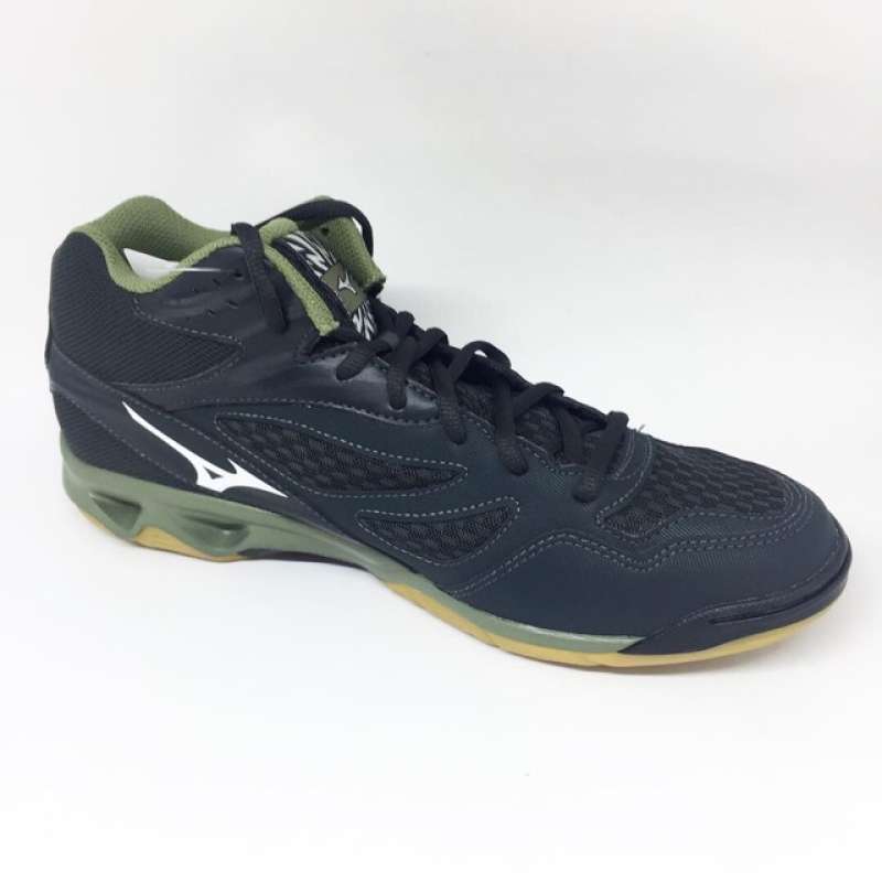 Sepatu volley mizuno Thunderblade mid jet set black white olive original new V1GA187585