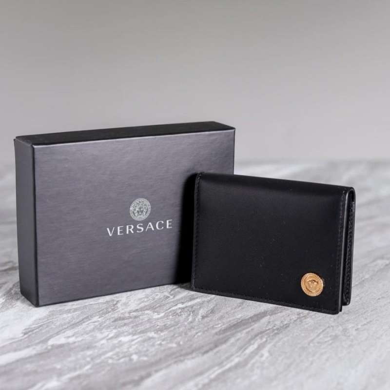 VERSACE BLACK LEATHER MEDUSA BIGGIE CARD HOLDER Medusa Biggie