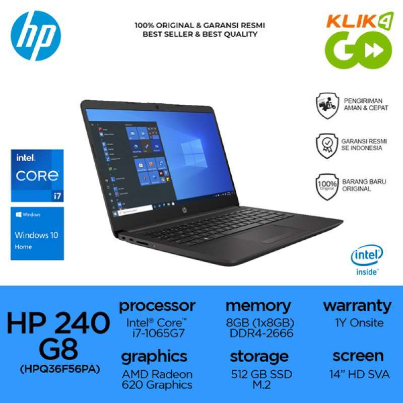 Jual HP NB 240 G8 i7 1065G7 RAM 8GB 512GB SSD VGA Radeon
