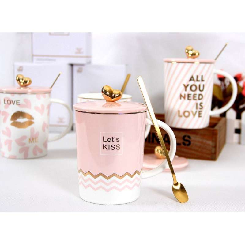 Jual Gelas Kopi Keramik Set Love Pink Cute Online Januari 2021 Blibli