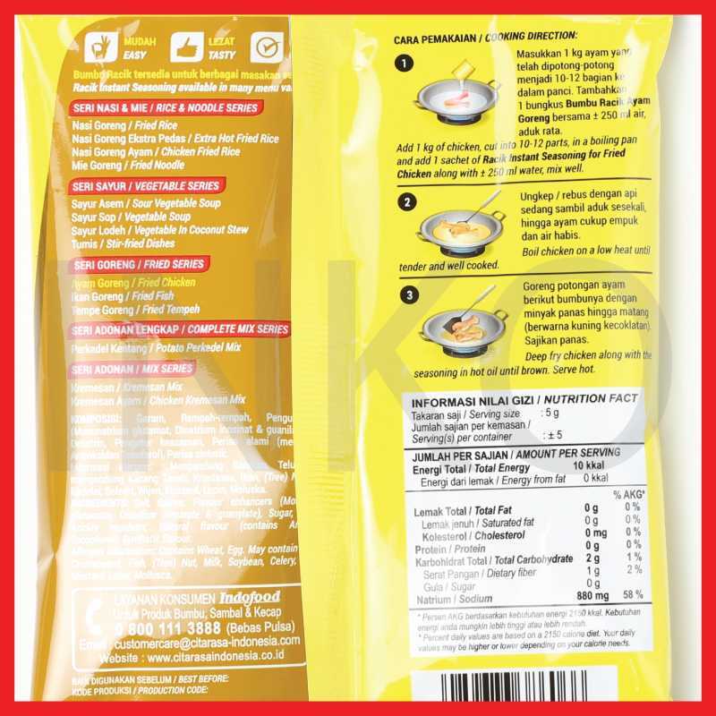 Jual Indofood Bumbu Racik Ayam Goreng Renceng 10x20gr Online Januari 2021 Blibli