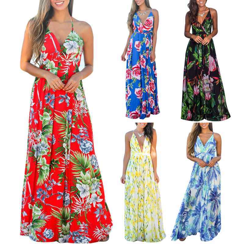 Backless Sexy Women Sling Maxi Dress 