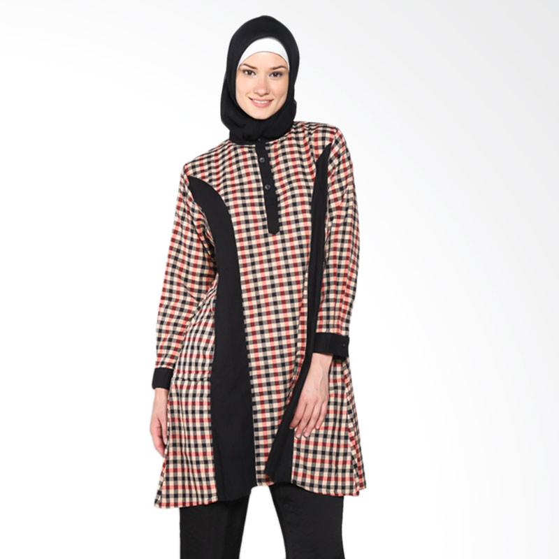 Chick Shop 2 CO-83a-02-H Checkered Tunic Muslim - Black