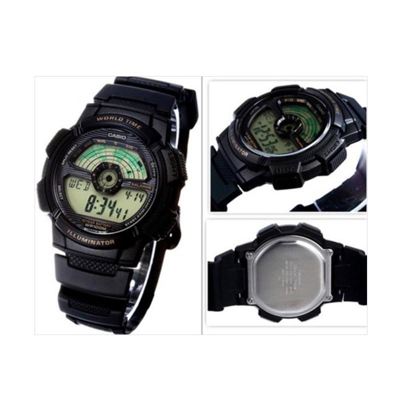 Jual CASIO AE-1100W-1BVDF Rubber Strap Jam Tangan Pria - Hitam Online - Harga & Kualitas Terjamin | Blibli.com